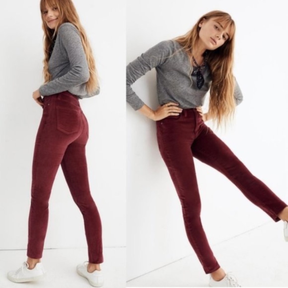 Madewell 10" Jeans High Rise Skinny Maroon Jeans Everyday Causal Pants 26
